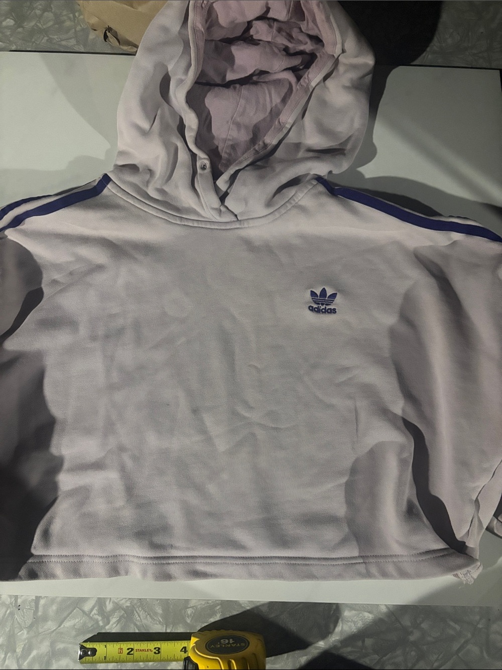 adidas Light Lavender Hoodie with dark purple Stripe Accents